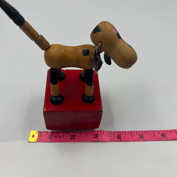 1950's Wood Push/Press-Up Kohner Dog Toy Trix Articulating Joints Dancing Stand - Picture 11 of 11